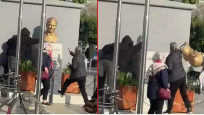 Mersin’de Atatürk büstünü iterek düşüren şüpheli tutuklandı