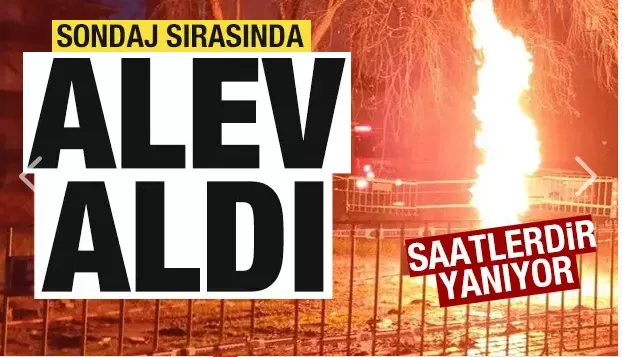 Sondaj sırasında alev aldı! Saatlerdir yanıyor! 