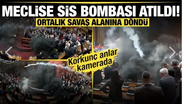 Sırbistan Meclisinde büyük kavga! Meclise sis bombası atıldı