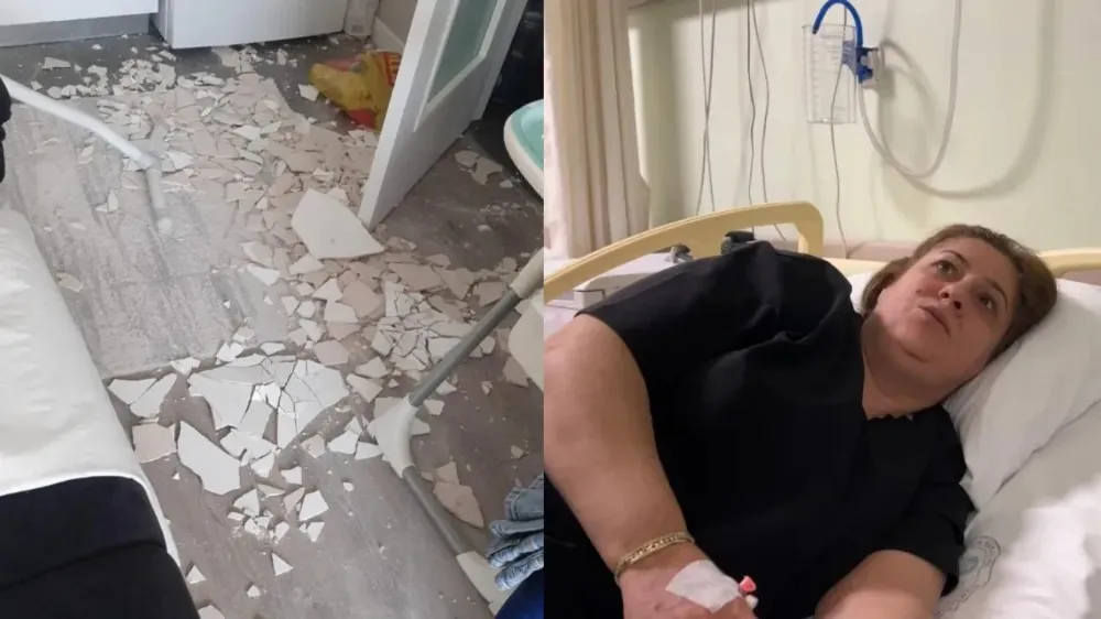 Evinde Ütü Yapan Kadının Başına Dehşet Anı! Tavan Birden Çöktü!